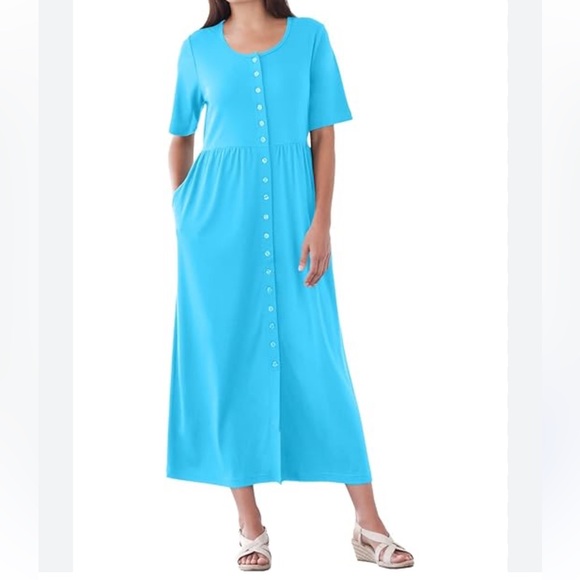 Woman Within Women's Plus Size 18-20 Button-Front Essential Dress Pocket… - Picture 1 of 14